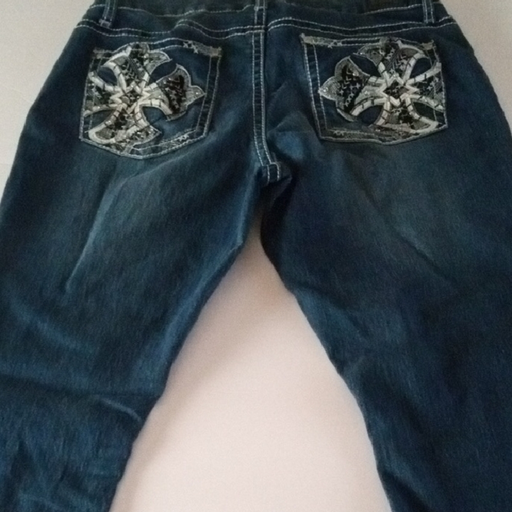 Love Indigo Blue Jeans with Embroidered Pockets